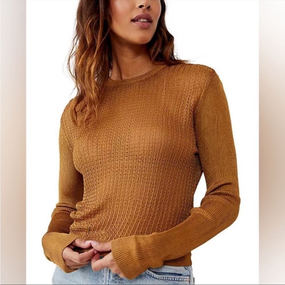 Free People Tops - Free People H2O  crew NWT small color Tiger’s Eye $98